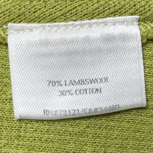 Eileen Fisher Sweater Jacket Green Lambswool Cotton Pockets Cardigan Hood Sz S - Picture 7 of 8